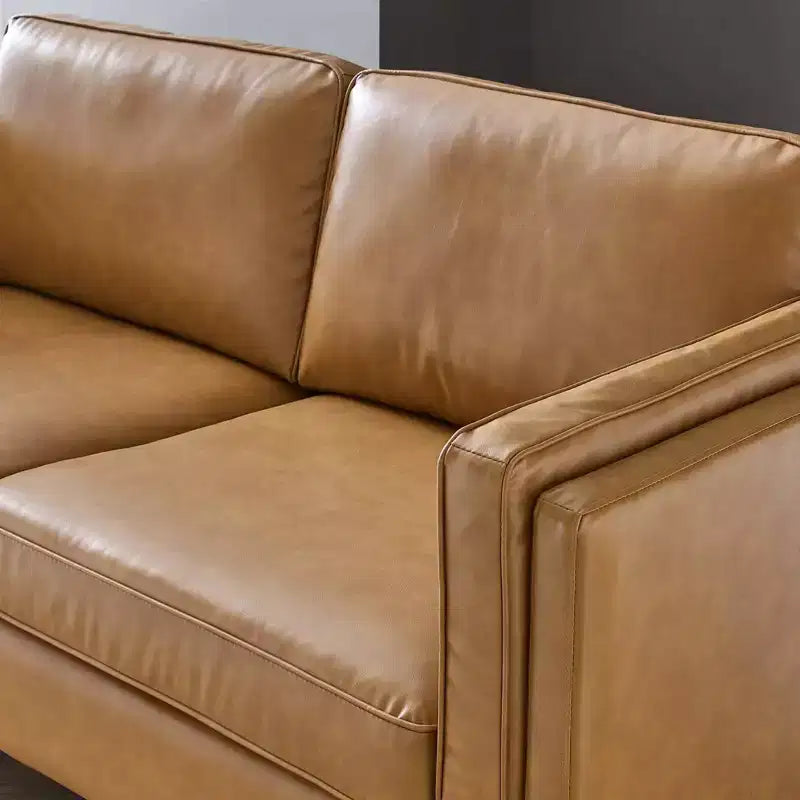 Canapé Kaiya en cuir végétalien (tanné) - Modway : Design moderne du milieu du siècle, touches de métal doré, rembourrage en mousse dense