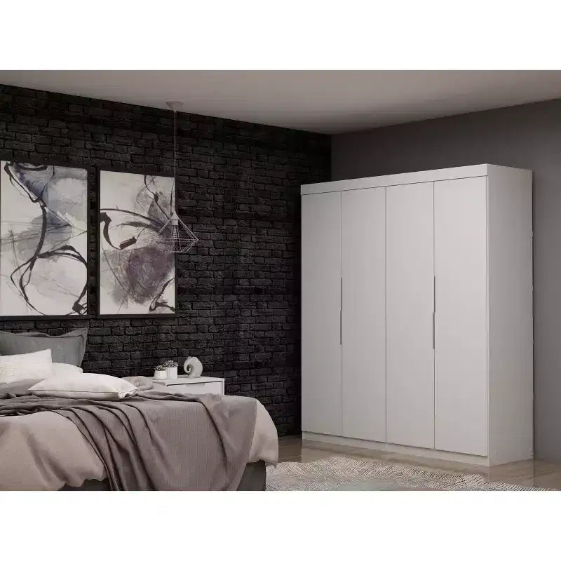 Lot de 2 armoires de penderie Mulberry 2.0 Blanches - Manhattan Comfort : Rangement de chambre, tringles, design moderne