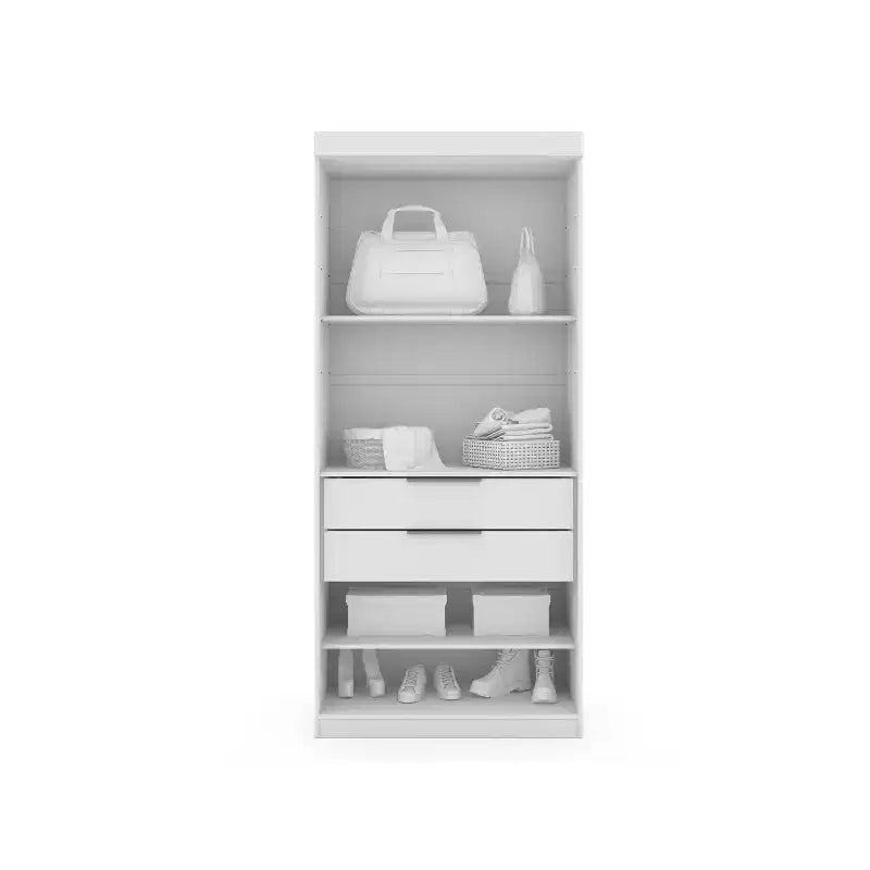 Lot de 2 armoires de penderie Mulberry 2.0 Blanches - Manhattan Comfort : Rangement de chambre, tringles, design moderne