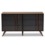 Commode à 6 tiroirs Naoki en bois gris/noyer - Baxton Studio