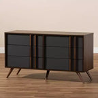 Commode à 6 tiroirs Naoki en bois gris/noyer - Baxton Studio