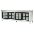 Buylateral Hampshire TV Stand for TVs up to 55" White/Black: Media Console with Adjustable Shelves, Cable Management