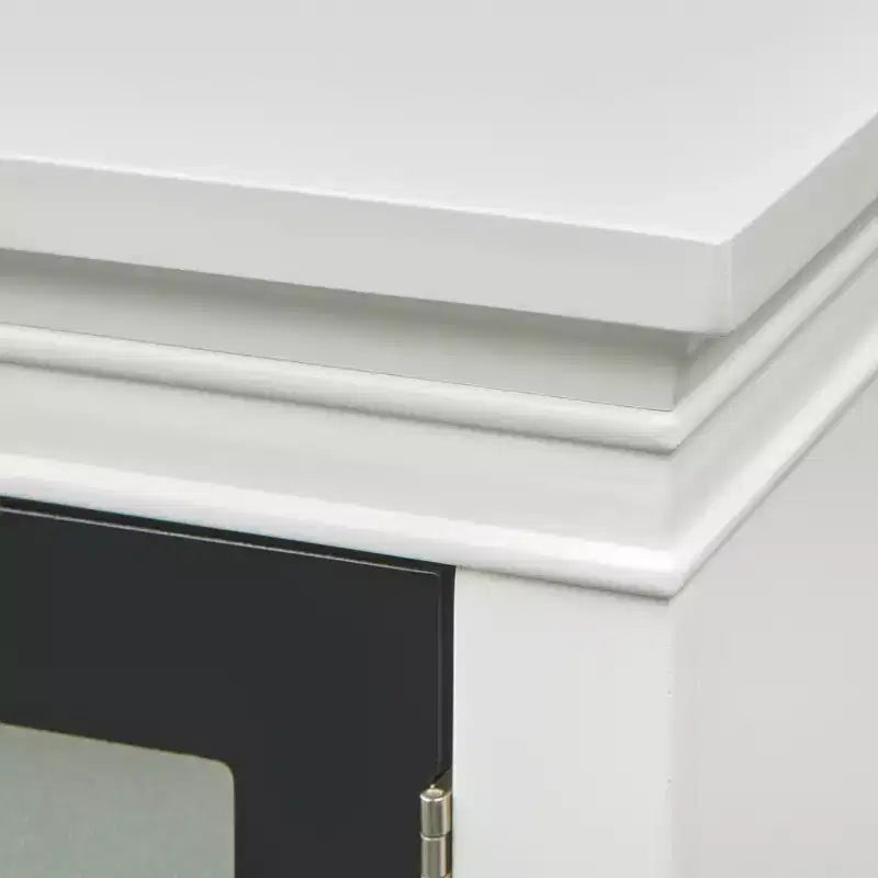 Meuble TV bilatéral Hampshire pour téléviseurs jusqu'à 55" blanc/noir : console multimédia avec étagères réglables, gestion des câbles