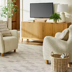 Meuble TV festonné en bois Thousand Oak pour téléviseurs jusqu'à 70 po, brun - Threshold™ conçu avec Studio McGee