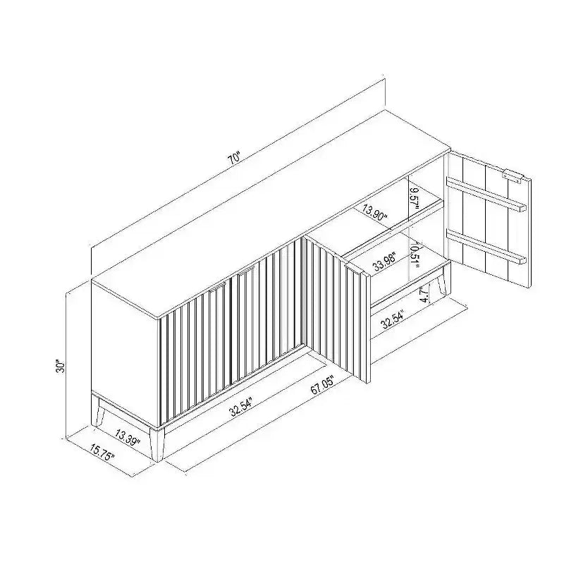 Meuble TV festonné en bois Thousand Oak pour téléviseurs jusqu'à 70 po, brun - Threshold™ conçu avec Studio McGee