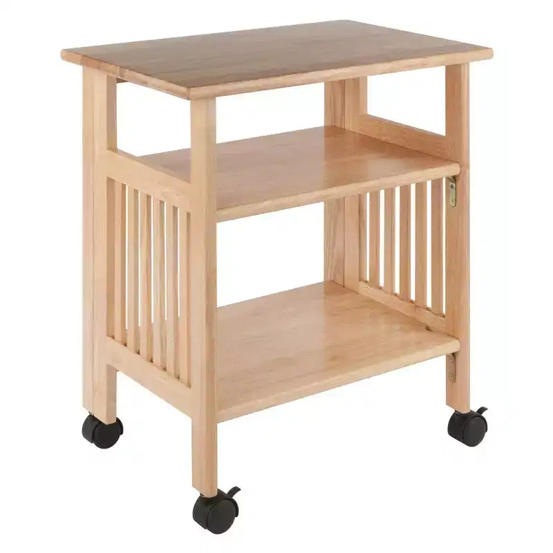Foldable Printer Stand Natural - Winsome: Office Furniture with Shelves & Wheels