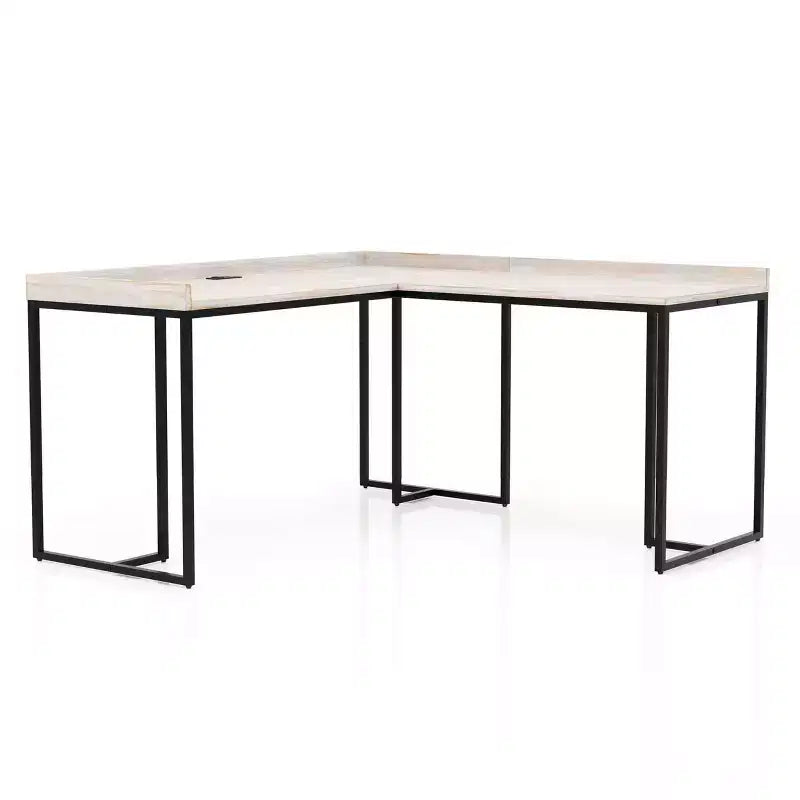 HOMES: Inside + Out Bureau d'ordinateur d'angle en L Branar avec port USB Blanc