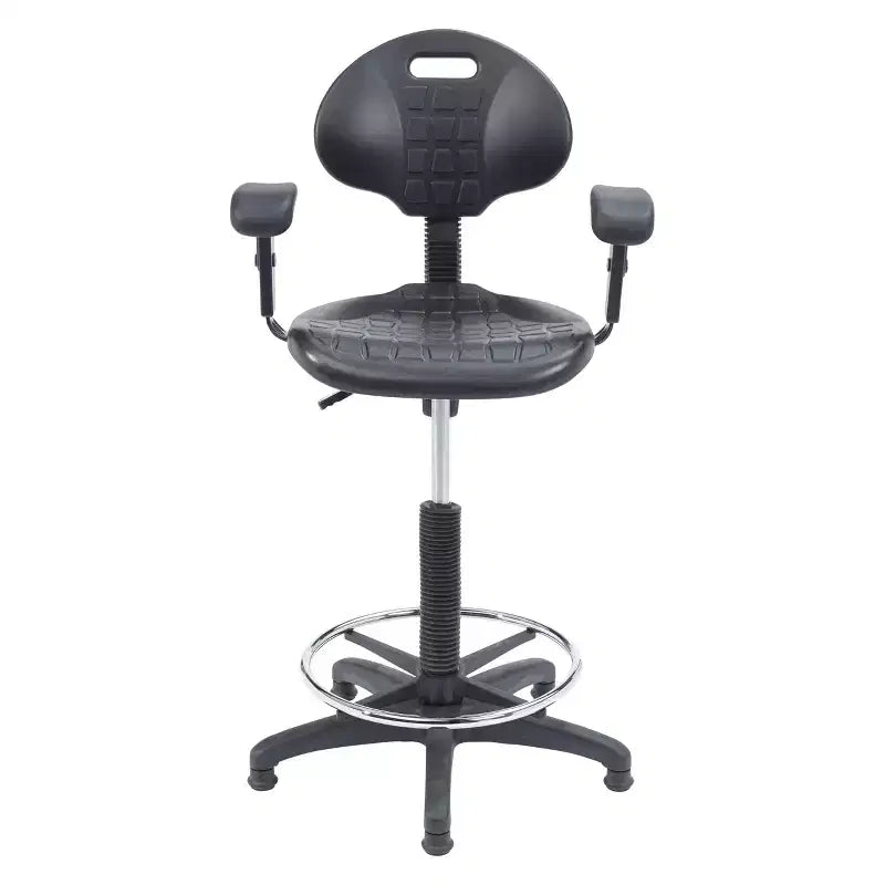 Chaise de bureau de travail en polyuréthane avec accoudoirs, hauteur réglable de 22 à 32 po, noire - Hampden Furnishings