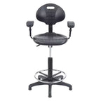 Chaise de bureau de travail en polyuréthane avec accoudoirs, hauteur réglable de 22 à 32 po, noire - Hampden Furnishings