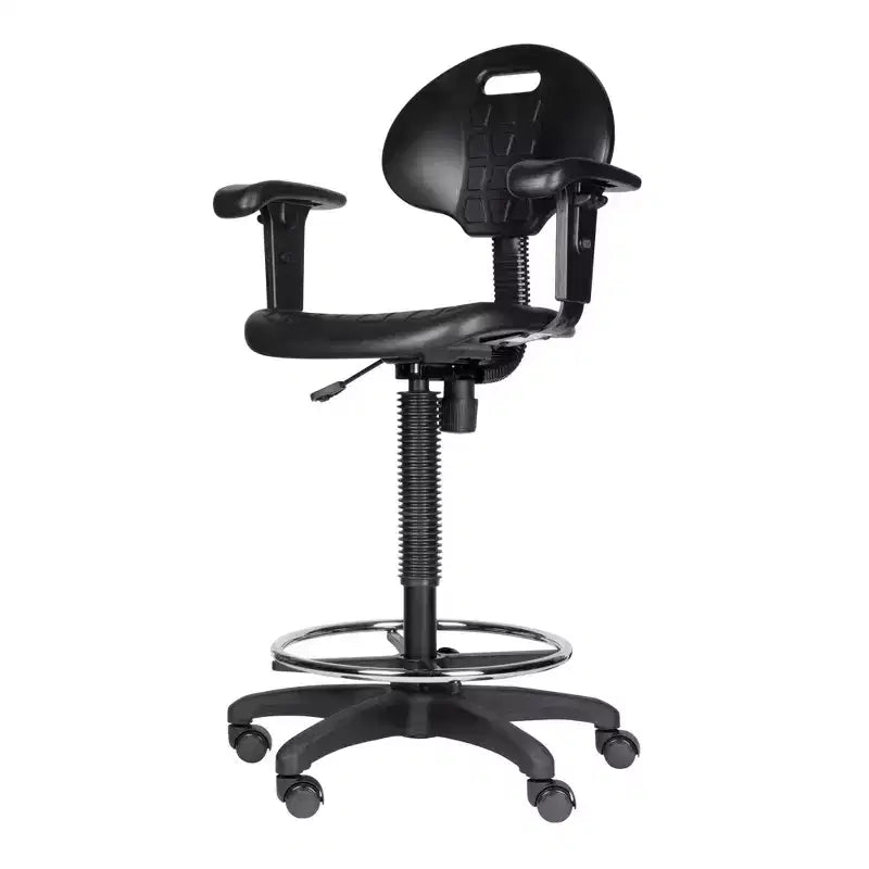 Chaise de bureau de travail en polyuréthane avec accoudoirs, hauteur réglable de 22 à 32 po, noire - Hampden Furnishings