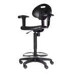 Chaise de bureau de travail en polyuréthane avec accoudoirs, hauteur réglable de 22 à 32 po, noire - Hampden Furnishings
