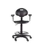 Chaise de bureau de travail en polyuréthane avec accoudoirs, hauteur réglable de 22 à 32 po, noire - Hampden Furnishings