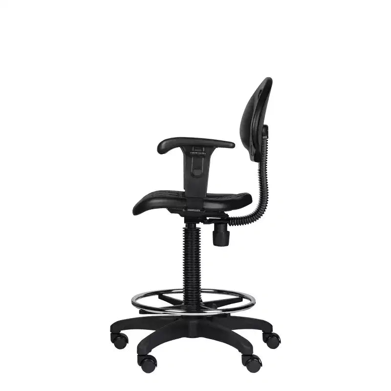 Chaise de bureau de travail en polyuréthane avec accoudoirs, hauteur réglable de 22 à 32 po, noire - Hampden Furnishings