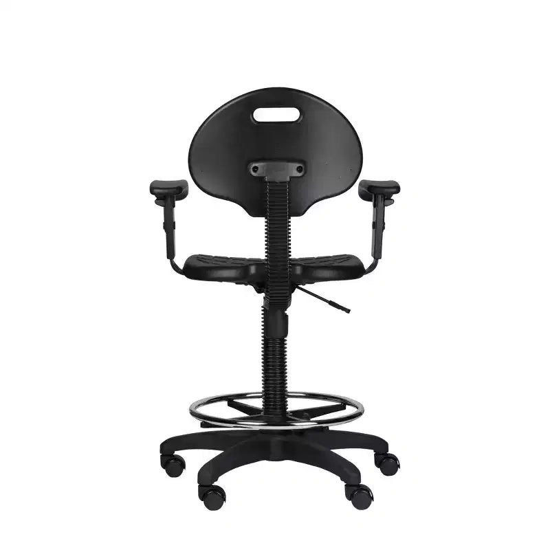 Chaise de bureau de travail en polyuréthane avec accoudoirs, hauteur réglable de 22 à 32 po, noire - Hampden Furnishings