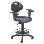 Chaise de bureau de travail en polyuréthane avec accoudoirs, hauteur réglable de 22 à 32 po, noire - Hampden Furnishings