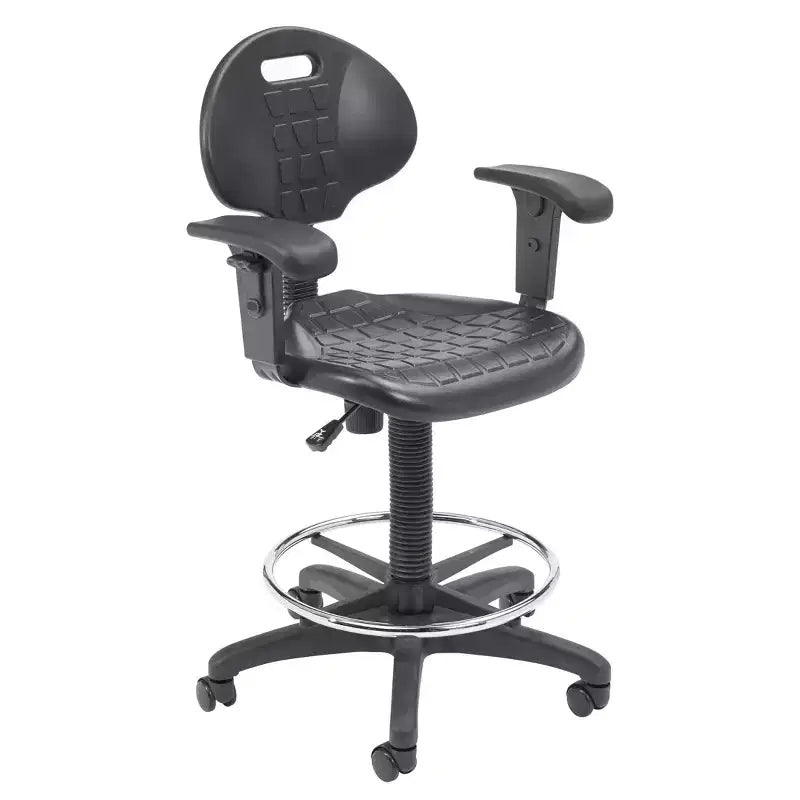 Chaise de bureau de travail en polyuréthane avec accoudoirs, hauteur réglable de 22 à 32 po, noire - Hampden Furnishings