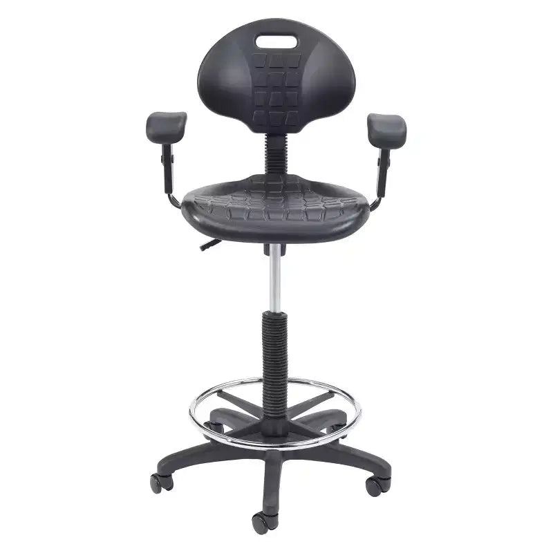 Chaise de bureau de travail en polyuréthane avec accoudoirs, hauteur réglable de 22 à 32 po, noire - Hampden Furnishings