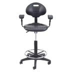 Chaise de bureau de travail en polyuréthane avec accoudoirs, hauteur réglable de 22 à 32 po, noire - Hampden Furnishings