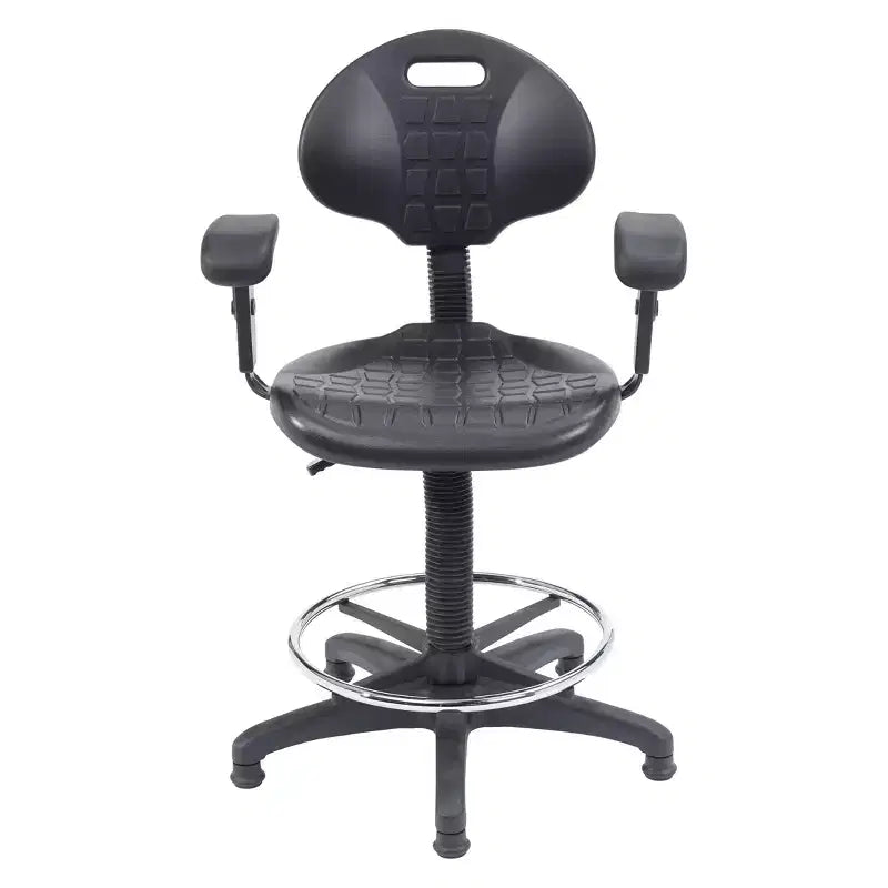 Chaise de bureau de travail en polyuréthane avec accoudoirs, hauteur réglable de 22 à 32 po, noire - Hampden Furnishings