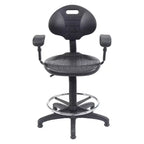 Chaise de bureau de travail en polyuréthane avec accoudoirs, hauteur réglable de 22 à 32 po, noire - Hampden Furnishings