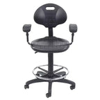 Chaise de bureau de travail en polyuréthane avec accoudoirs, hauteur réglable de 22 à 32 po, noire - Hampden Furnishings
