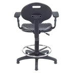 Chaise de bureau de travail en polyuréthane avec accoudoirs, hauteur réglable de 22 à 32 po, noire - Hampden Furnishings
