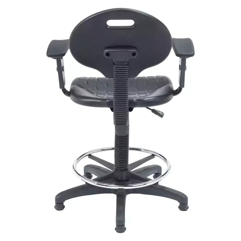 Chaise de bureau de travail en polyuréthane avec accoudoirs, hauteur réglable de 22 à 32 po, noire - Hampden Furnishings
