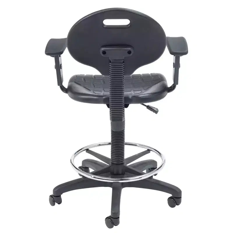 Chaise de bureau de travail en polyuréthane avec accoudoirs, hauteur réglable de 22 à 32 po, noire - Hampden Furnishings