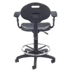 Chaise de bureau de travail en polyuréthane avec accoudoirs, hauteur réglable de 22 à 32 po, noire - Hampden Furnishings