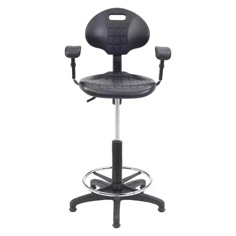 Chaise de bureau de travail en polyuréthane avec accoudoirs, hauteur réglable de 22 à 32 po, noire - Hampden Furnishings