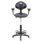 Chaise de bureau de travail en polyuréthane avec accoudoirs, hauteur réglable de 22 à 32 po, noire - Hampden Furnishings