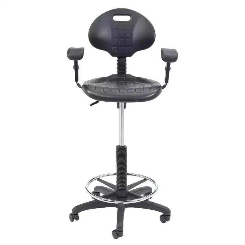 Chaise de bureau de travail en polyuréthane avec accoudoirs, hauteur réglable de 22 à 32 po, noire - Hampden Furnishings