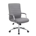 Executive Conference Chair Gray - Boss Office Products: CaressoftPlus, Chrome Base, 275lbs Capacity