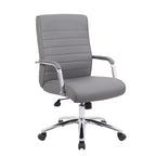 Executive Conference Chair Gray - Boss Office Products: CaressoftPlus, Chrome Base, 275lbs Capacity