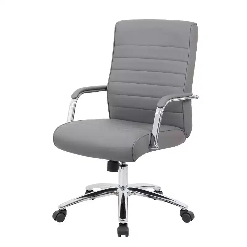 Chaise de conférence de direction grise - Boss Office Products : CaressoftPlus, Piètement chromé, Capacité de 125 kg