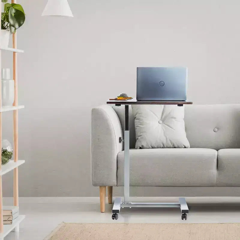 Table d'appoint mobile de 60 cm réglable en hauteur, avec plateau relevable, coloris noyer - Seville Classics : Support d'ordinateur portable pour lit d'hôpital