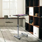 Table d'appoint mobile de 60 cm réglable en hauteur, avec plateau relevable, coloris noyer - Seville Classics : Support d'ordinateur portable pour lit d'hôpital