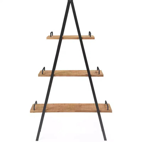 67" Morris A Frame Industrial Bookshelf Natural/Black - Finch: Metal Frame, 3 Shelves