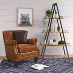 Étagère industrielle Morris à cadre en A 67" Naturel/Noir - Finch : Cadre en métal, 3 tablettes