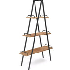 Étagère industrielle Morris à cadre en A 67" Naturel/Noir - Finch : Cadre en métal, 3 tablettes