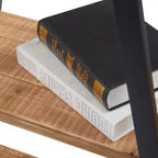 Étagère industrielle Morris à cadre en A 67" Naturel/Noir - Finch : Cadre en métal, 3 tablettes