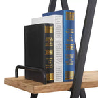 Étagère industrielle Morris à cadre en A 67" Naturel/Noir - Finch : Cadre en métal, 3 tablettes