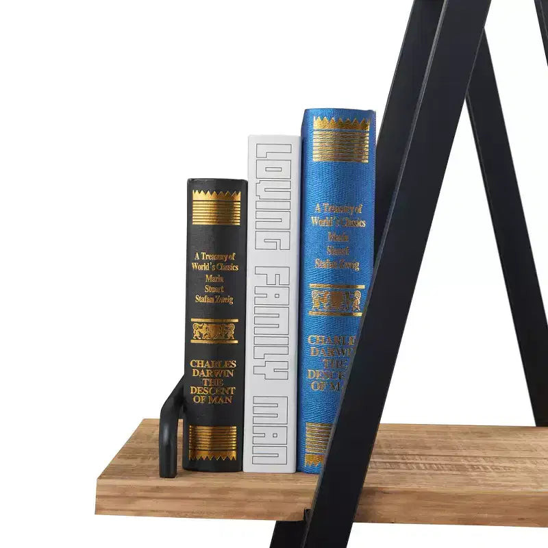 Étagère industrielle Morris à cadre en A 67" Naturel/Noir - Finch : Cadre en métal, 3 tablettes