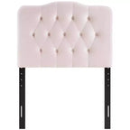 Tête de lit capitonnée en velours rose Annabel Diamond de Modway, pour lit double