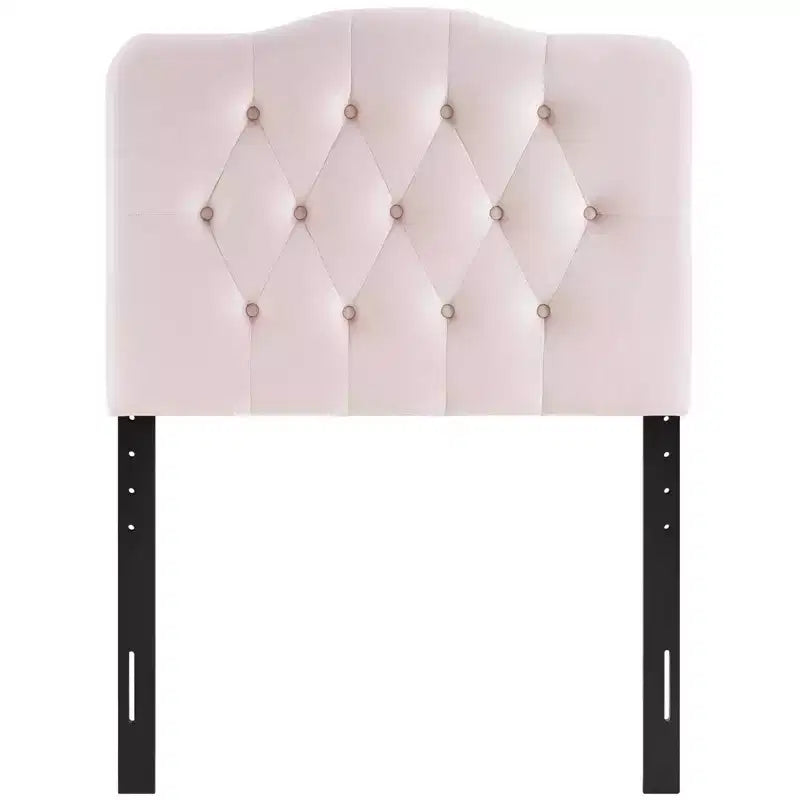 Tête de lit capitonnée en velours rose Annabel Diamond de Modway, pour lit double
