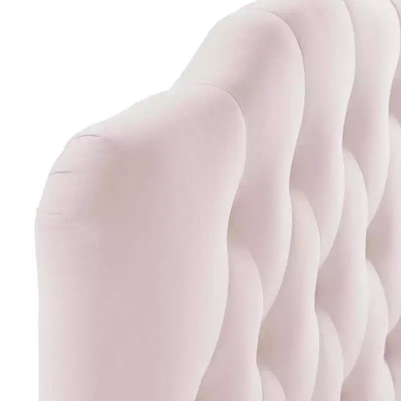 Tête de lit capitonnée en velours rose Annabel Diamond de Modway, pour lit double