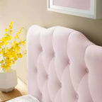 Tête de lit capitonnée en velours rose Annabel Diamond de Modway, pour lit double