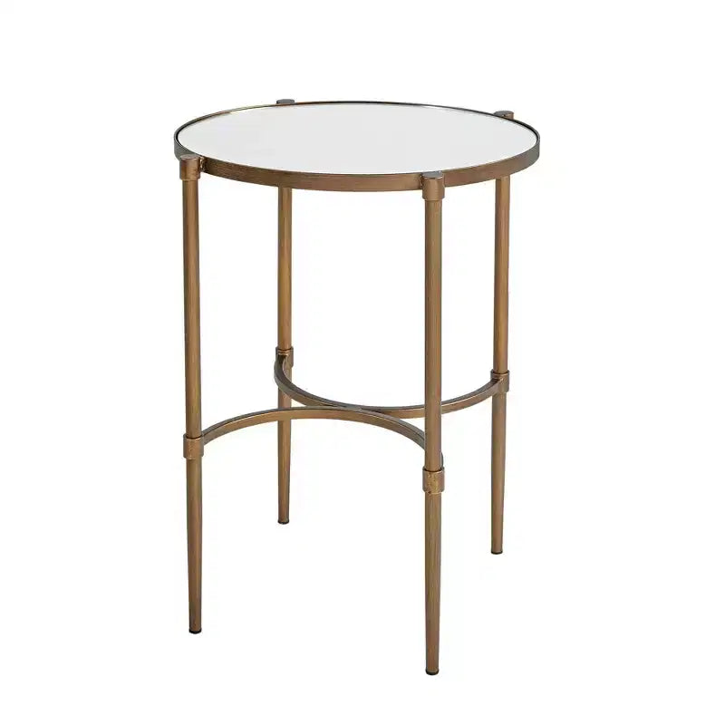 Table d'appoint ovale Lia en bronze antique - Martha Stewart : Petite table de boisson miroir, style campagnard rustique