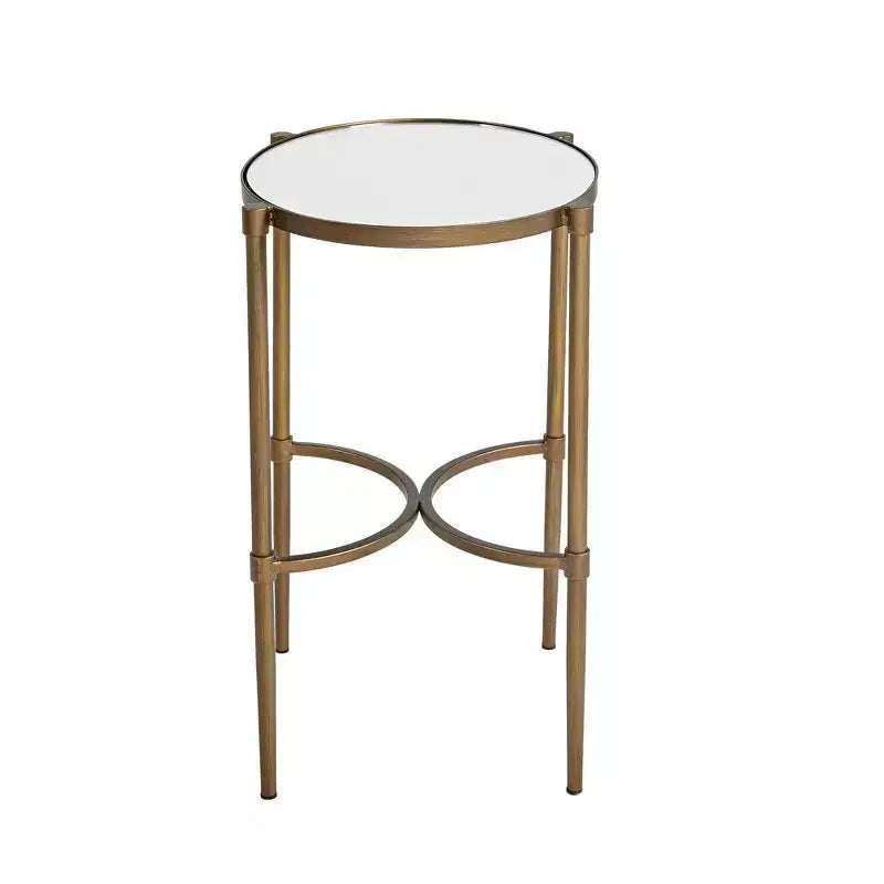 Table d'appoint ovale Lia en bronze antique - Martha Stewart : Petite table de boisson miroir, style campagnard rustique