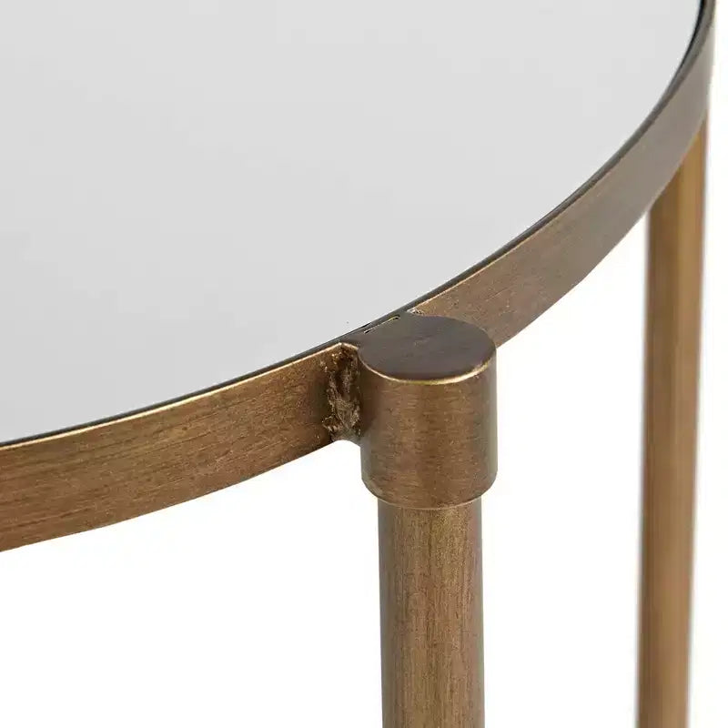 Table d'appoint ovale Lia en bronze antique - Martha Stewart : Petite table de boisson miroir, style campagnard rustique